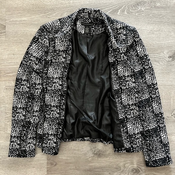 Grace Elements black and White zip front jacket women’s size 8 - Picture 4 of 6